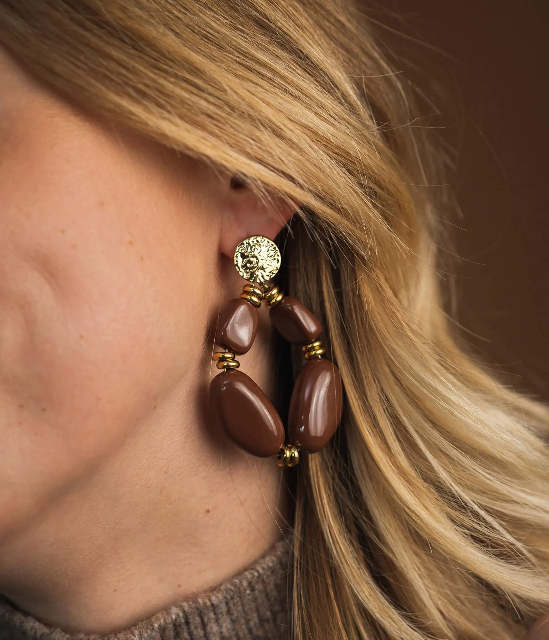 Femme Bocage Bijoux>BOUCLES D'OREILLES ANNELOU CHOCOLAT