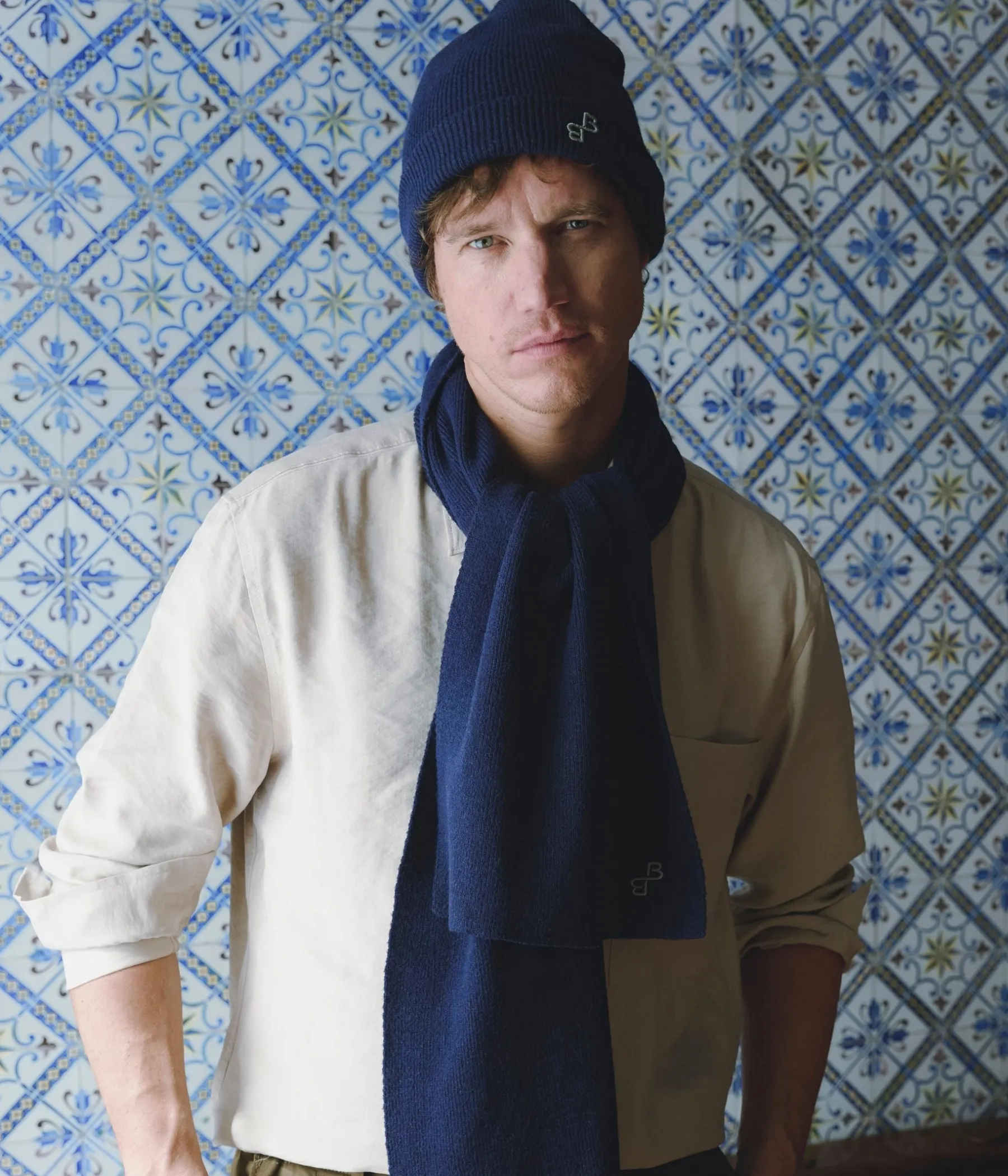 Homme Bocage Foulards>ECHARPE BASILE MARINE