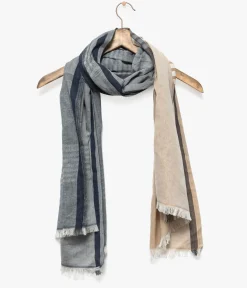 Homme Bocage Foulards>ECHARPE ROMARIO BLEU ET BEIGE