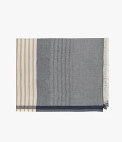 Homme Bocage Foulards>ECHARPE ROMARIO BLEU ET BEIGE