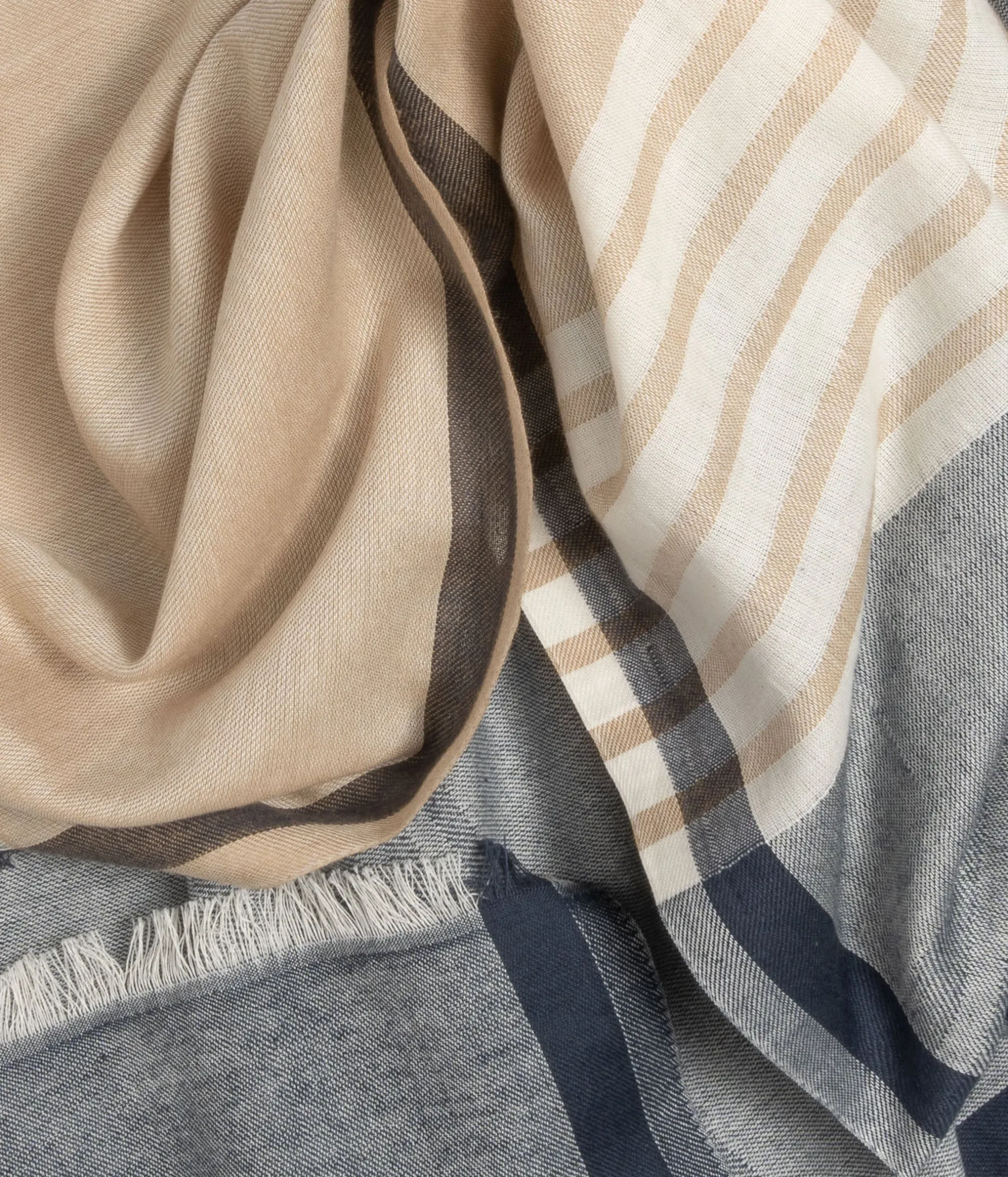 Homme Bocage Foulards>ECHARPE ROMARIO BLEU ET BEIGE